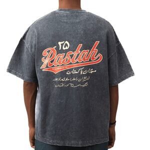NWT RASTAH Acid Charcoal Made in Pakistan T shirt XXL Unisex Out of Stock